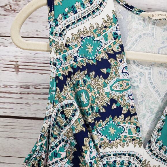 Soft Surroundings Teal and Cream Paisley Midi Dress - Picture 14 of 15